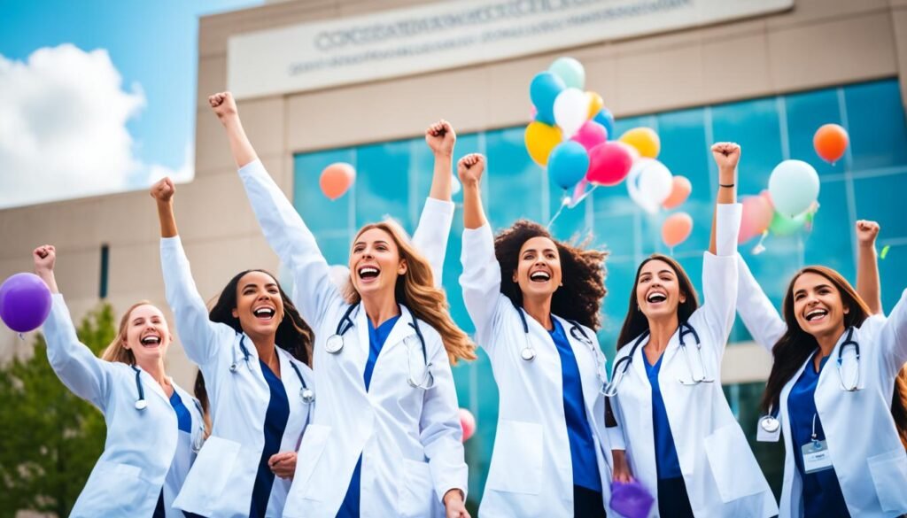 celebration at medical school acceptance